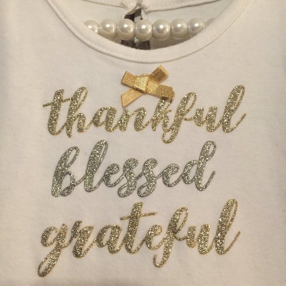 "Thankful, Blessed, Grateful Holiday Dress 12 Mths - Picture 2 of 5